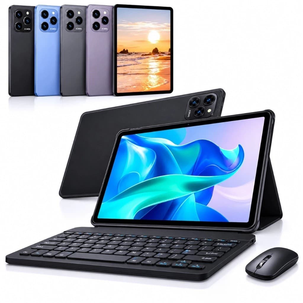 Tablet 10.1” com Teclado+Mouse 6GB RAM 128GB Android 13 Câmera 50MP TECHO PRO