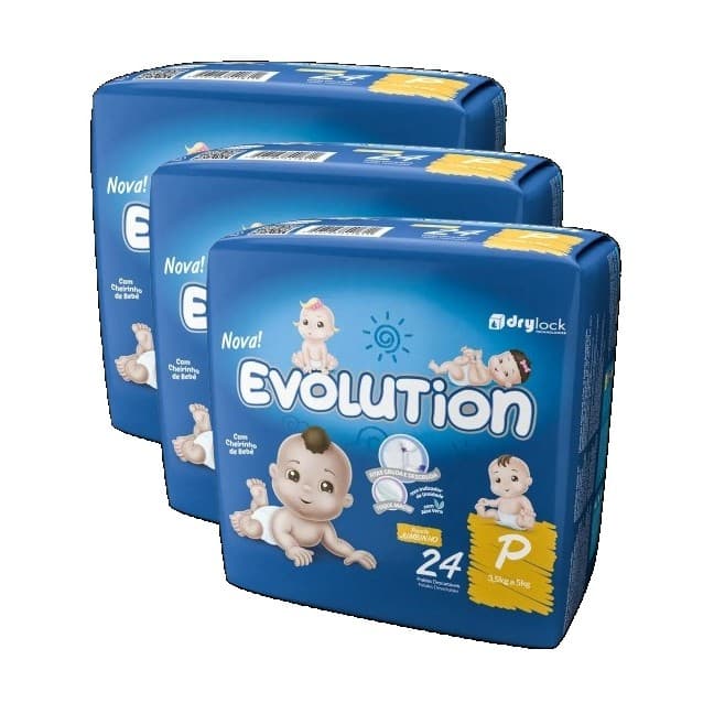 kit 3 Fralda Capricho Evolution Descartável Tamanho P 24 Unidades