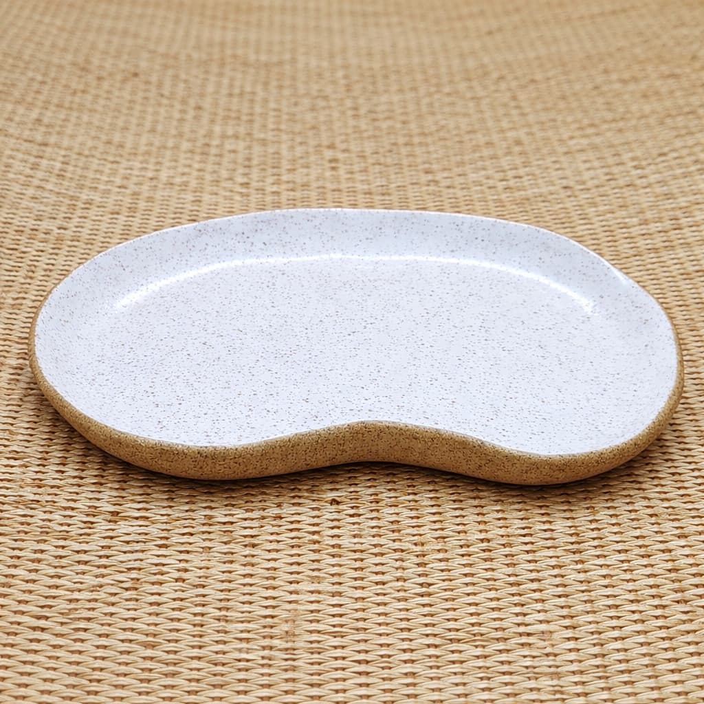 BANDEJA BRANCA M ORGÂNICA LINDA EM CERÂMICA FEITO Á MÃO CAFÉ  MANHÃ / CHÁ LOUÇA DECORAÇÃO /CAFETERIA