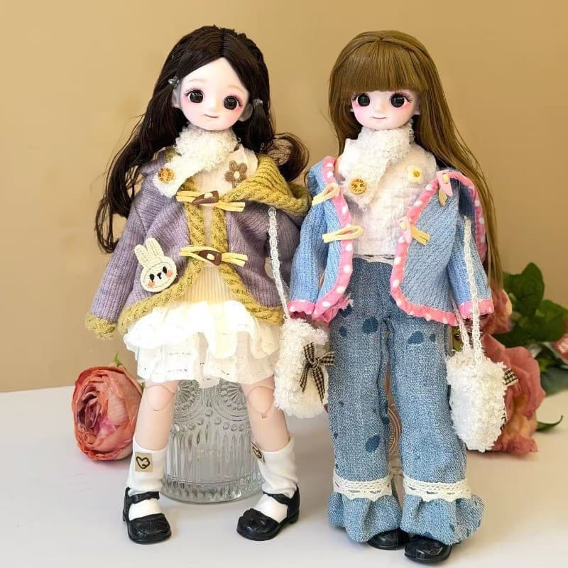 Bonito Kawai Rosto 30cm Escala 1/6 Vestir-Se Boneca Articulada E Terno Multi-Articular Roupas Brinquedo DIY