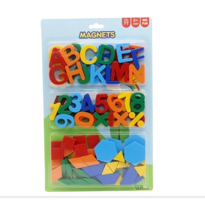 Kit Educativo Ima 87 Peças Letras Números Formas Geométricas Magnético Colorido Infantil Brinquedo Educativo Montessori