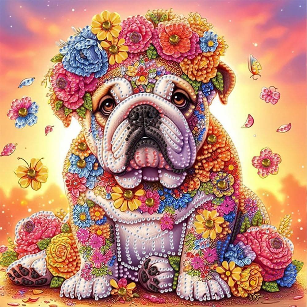 Kits de Pintura com Diamantes Anuver Dog para Adultos, Pintura com Diamantes 5D de Formato Especial com Cristais para In
