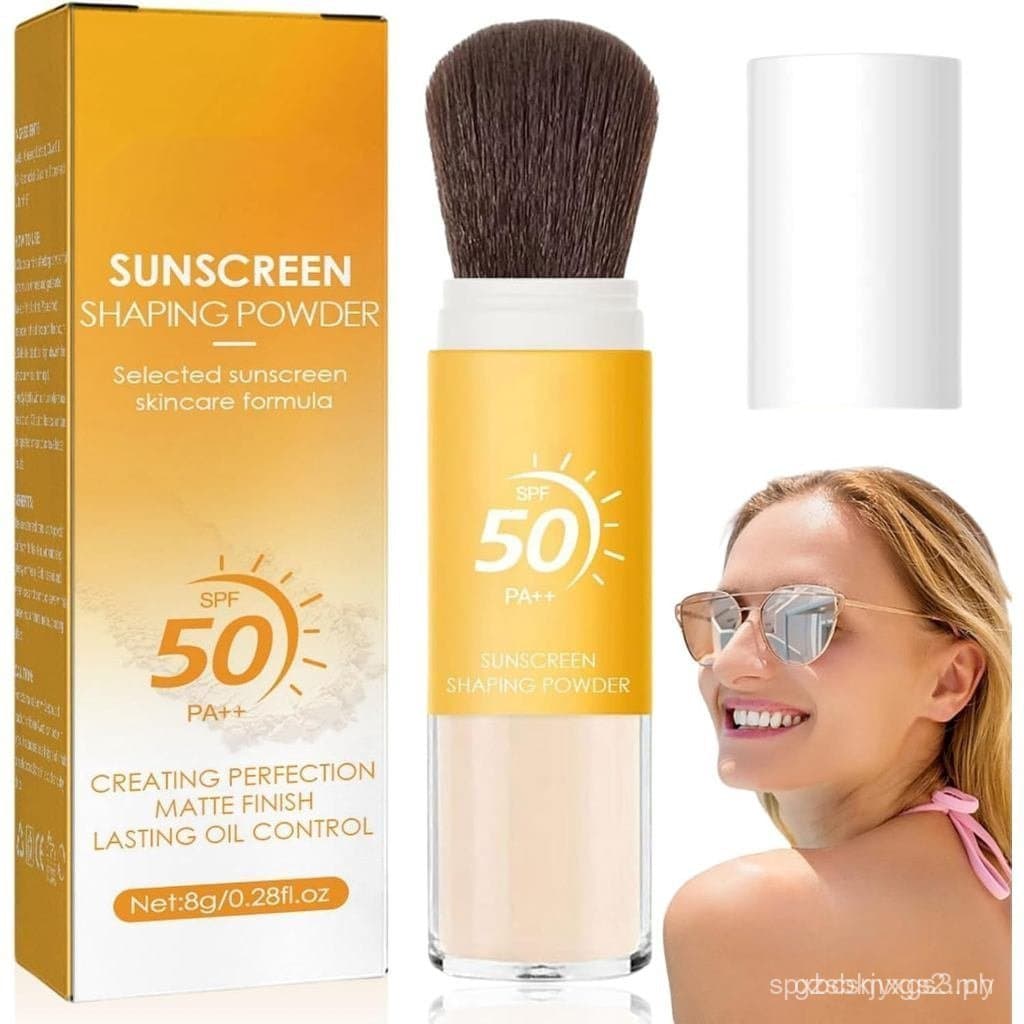 Pó solar mineral com pincel, pó solar para couro cabeludo, pó solar facial (FPS 50), pó solar profissional