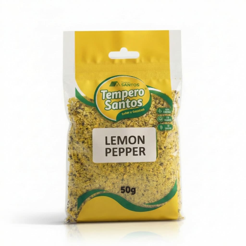 Lemon Pepper Pemium Puro Tempero Natural Para Aves Peixes 50g - Tempero Santos