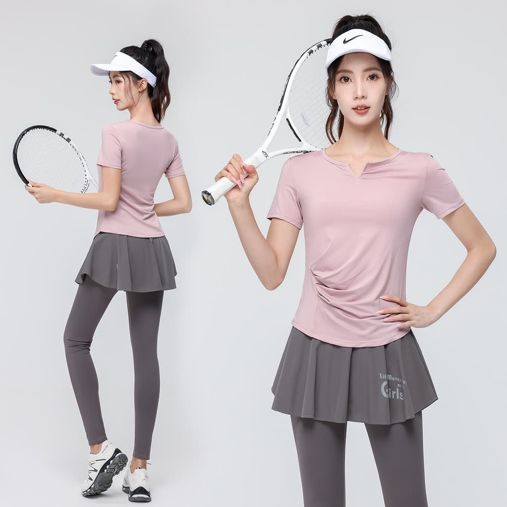Tênis esportes terno feminino 2026 respirável de secagem rápida roupas de Yoga manhã correndo esportes Fitness feminino 