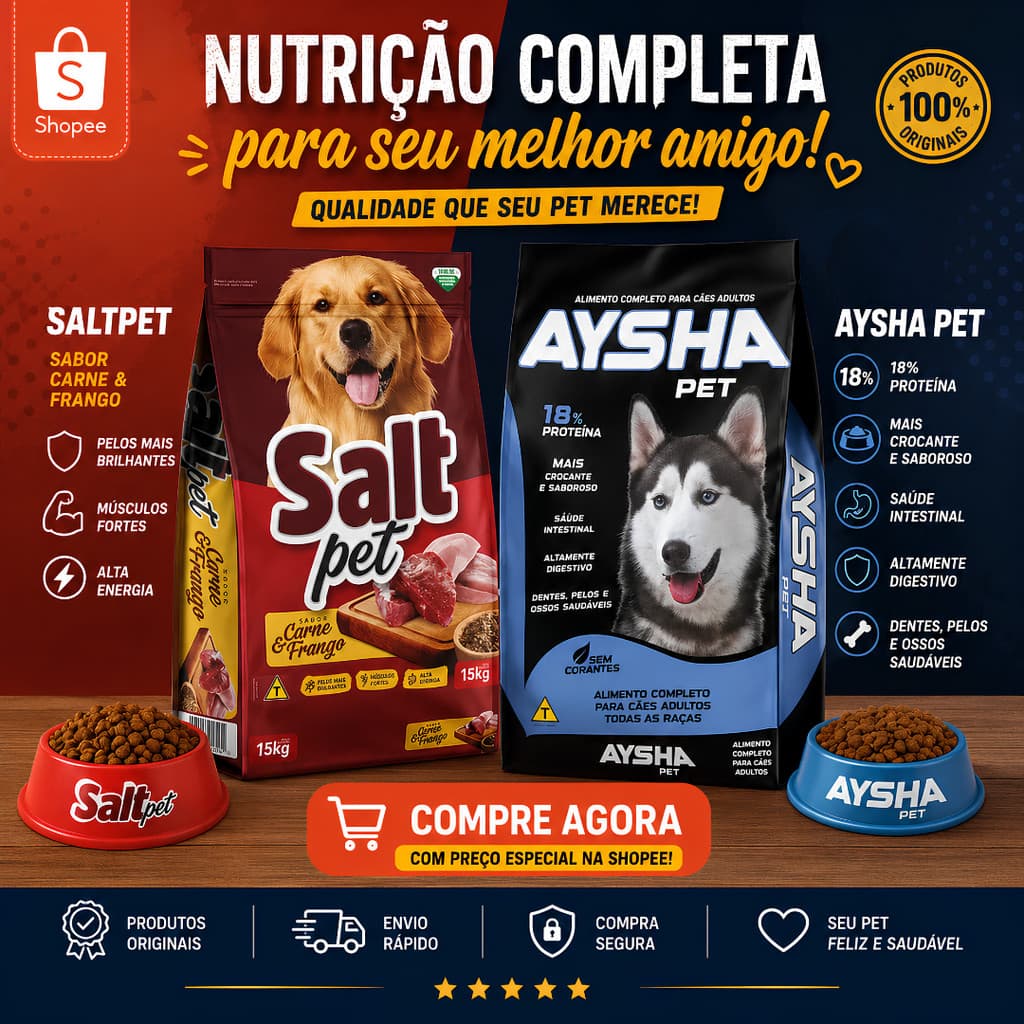 RAÇÃO CACHORRO CÃO ADULTO 18% 15 kg SALT PET - AYSHA