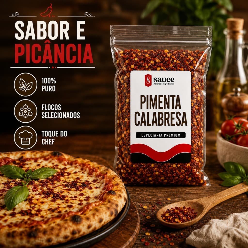 Pimenta Calabresa Desidratada Flocos Tempero Natural - Sauce