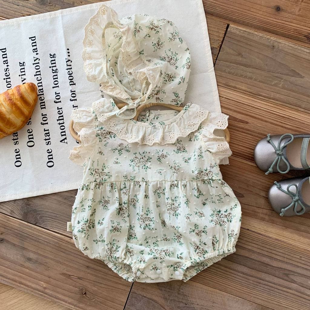 Bebê bebê Floral macacão roupas de verão 2026 novo estilo moda roupas recém-nascidos bebê menina gola renda macacão do b