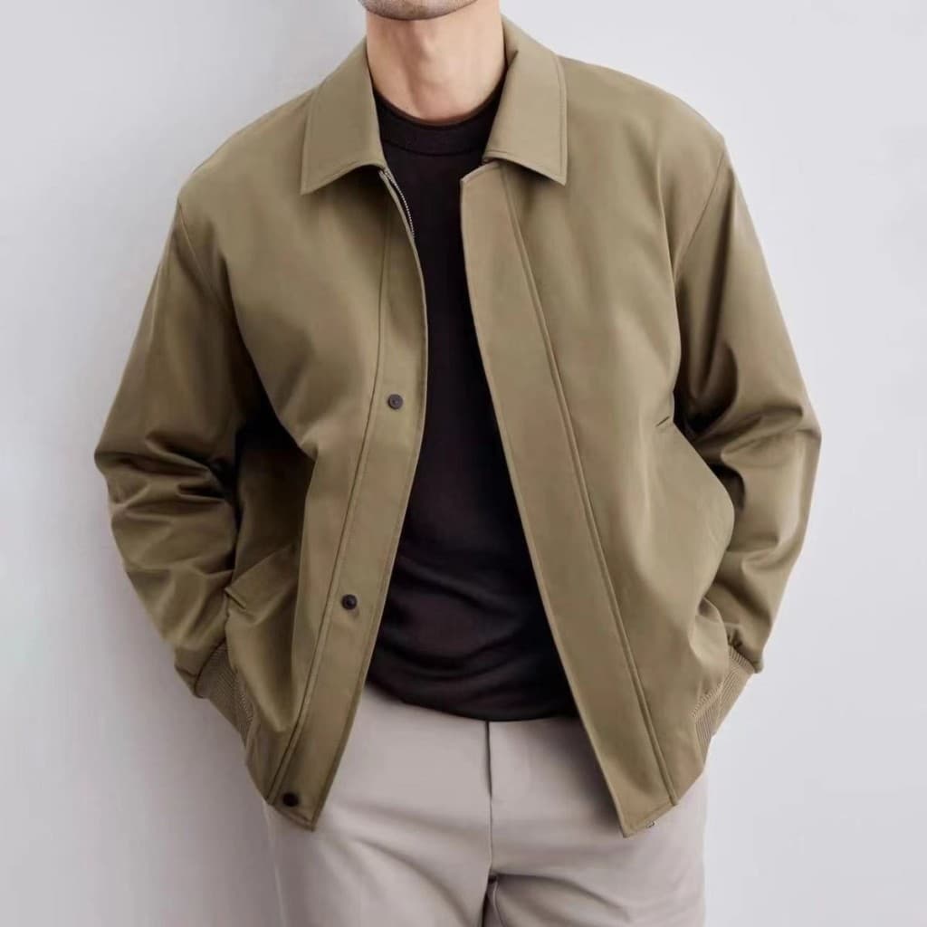 Jaqueta masculina coreana luz madura solta curta lapela jaqueta masculina Casual topo