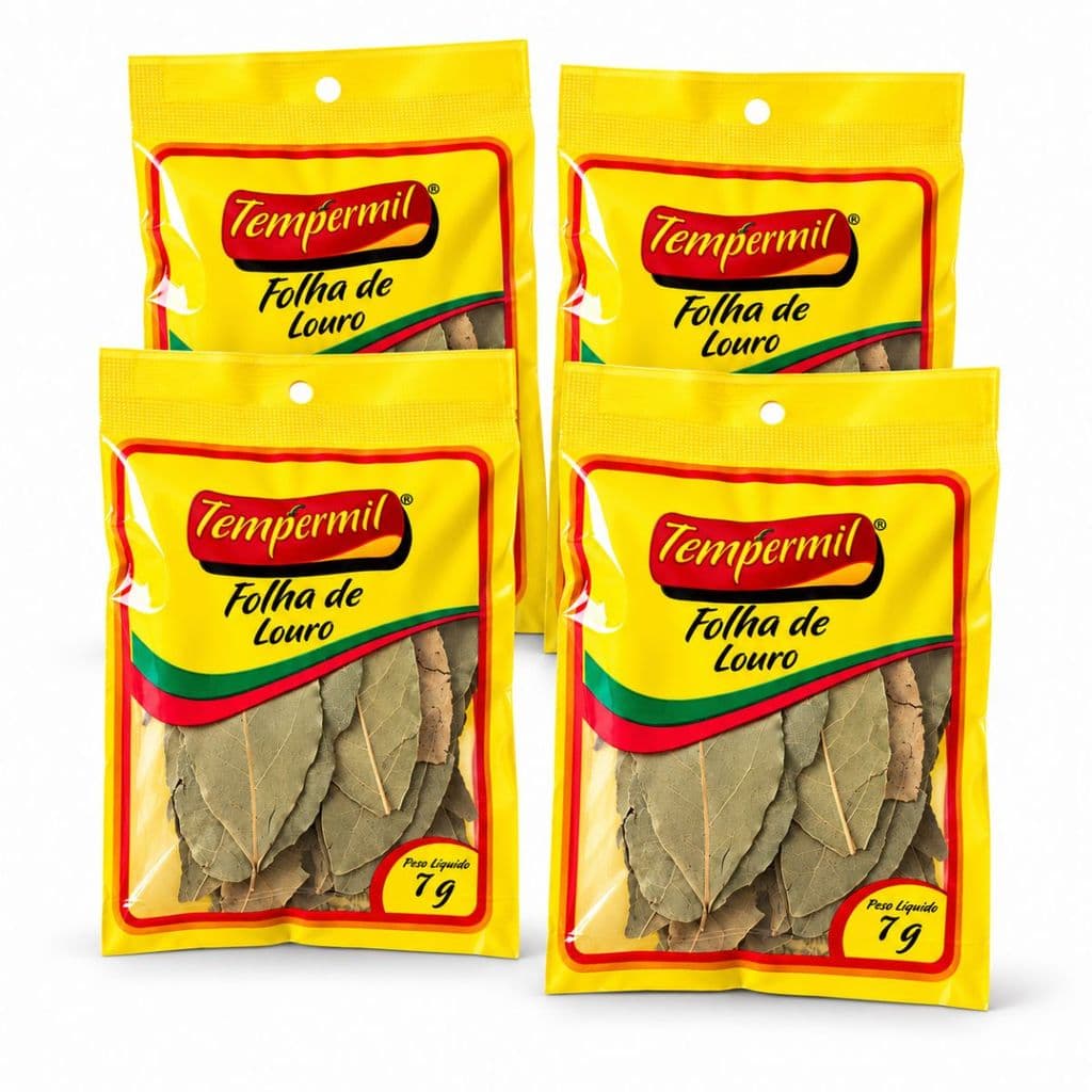 Kit 4 Temperos Folha de Louro Tempermil 7g para Feijão Sopas Carnes e Cozidos