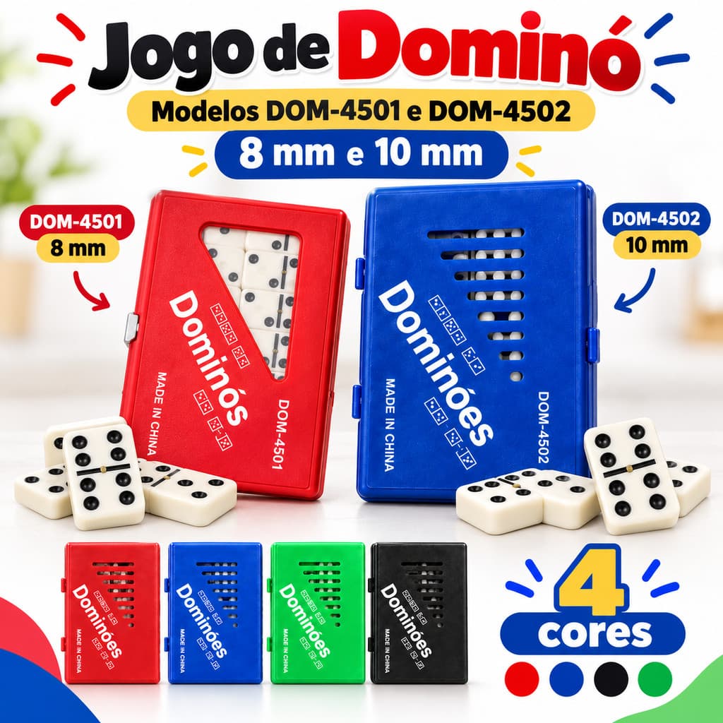 Jogo De Dominó Com Estojo Plástico 8mm Ou 10mm Jogo De Mesa Clássico Para Família E Amigos