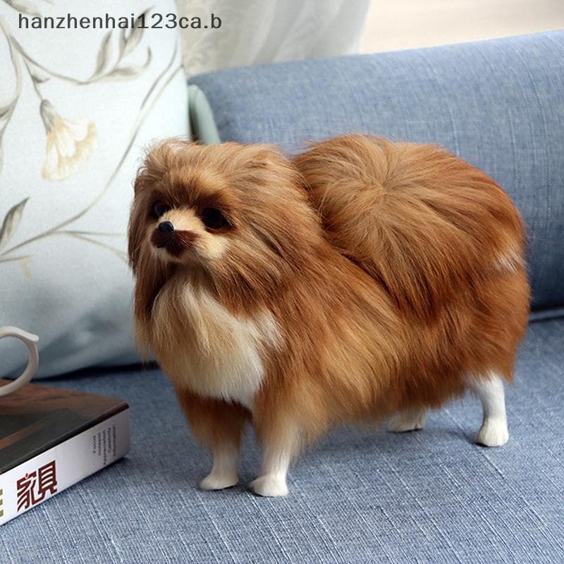 HAN Realista Pomeranian Simulação Brinquedo Cão Filhote De Cachorro Companheiro Artesanal Gota Brinquedos Para Animais D