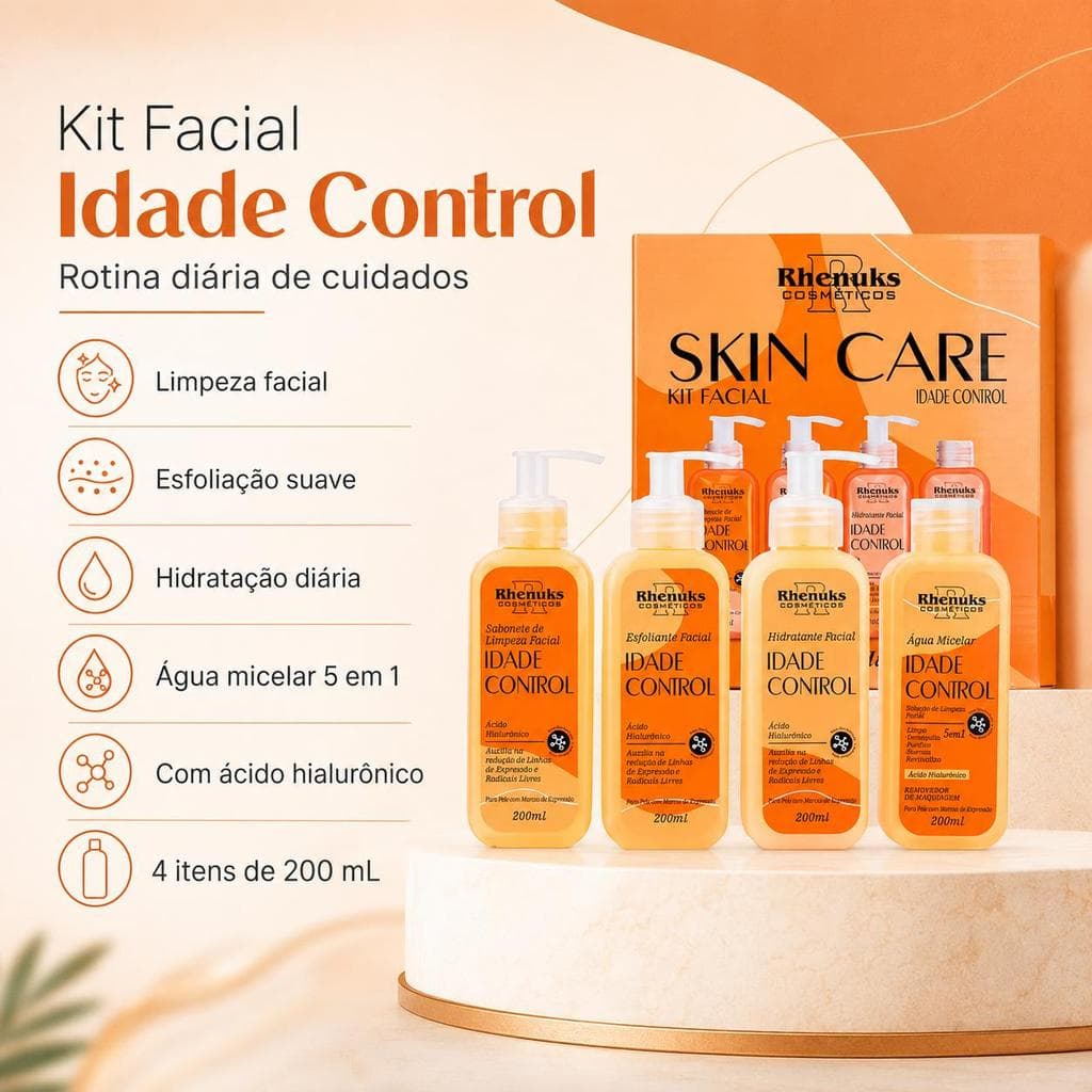Kit Skin Care Rhenuks Idade Control Cuidados Faciais Anti-Idade