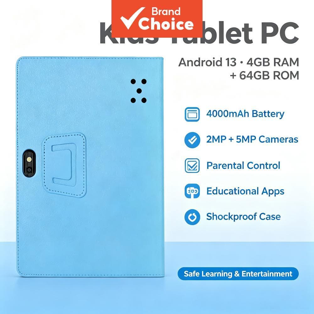 Android touch pad 4 GB RAM + 64 GB ROM, tablet infantil 7 polegadas HD IPS, tela de suporte Wi-Fi com design de capa de