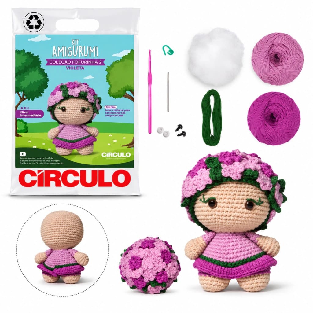 Kit Amigurumi Coleção Fofurinha 2 Violeta para Crochê - Círculo