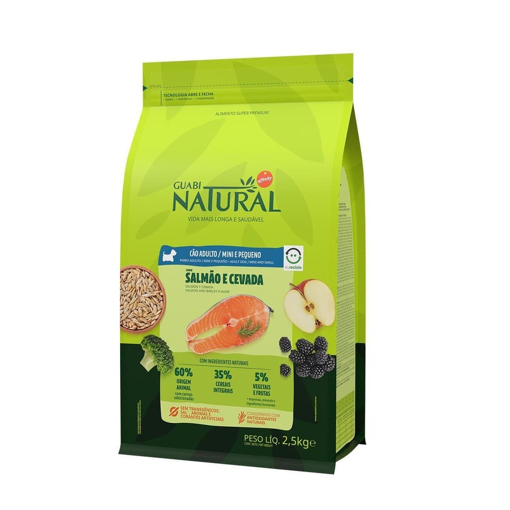Ração Guabi Natural Cães Adultos de Porte Mini e Pequeno Salmão e Cevada - 2,5kg