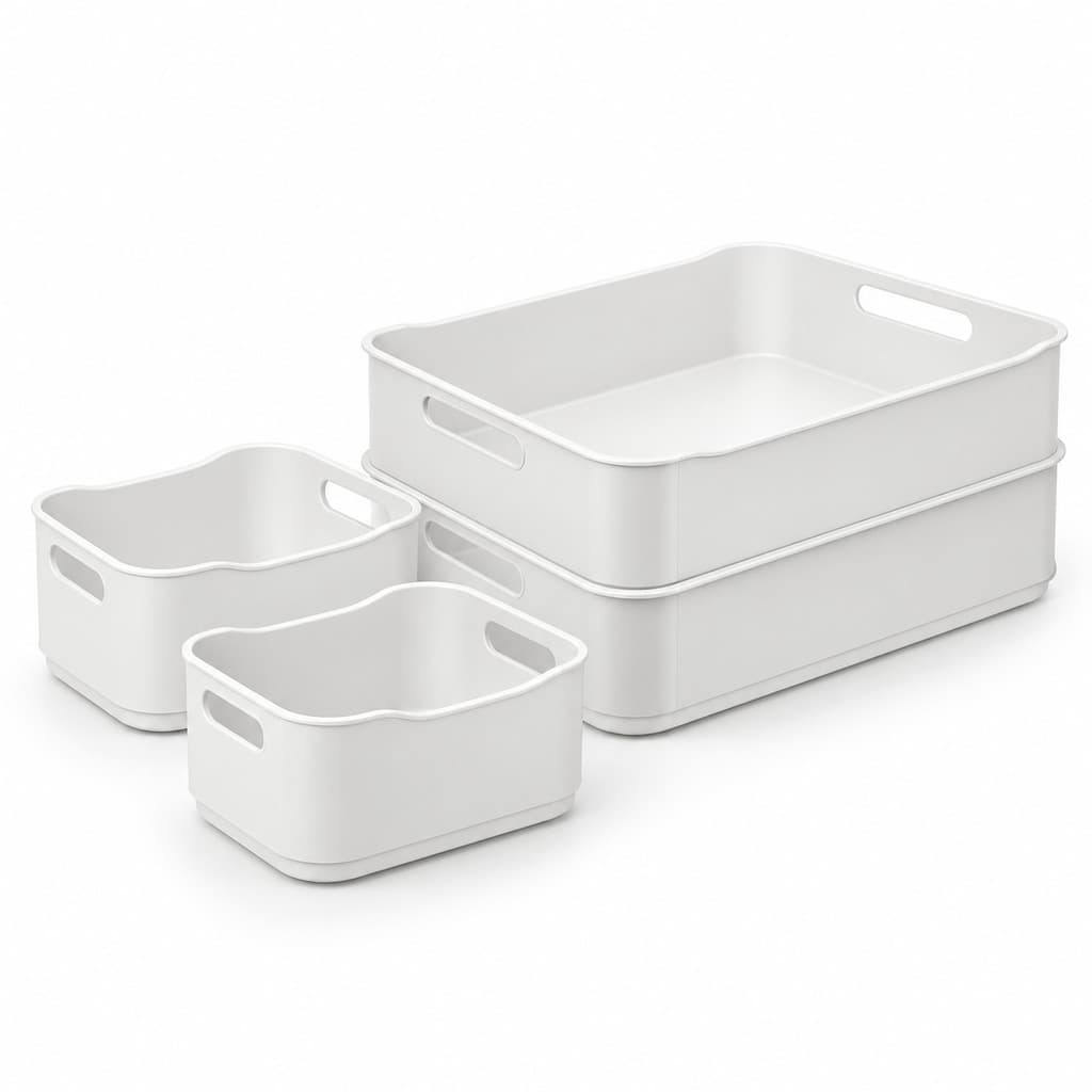 Kit Organizador Coza Fit 4 Cestos Para Closet Banheiro Cor Branco