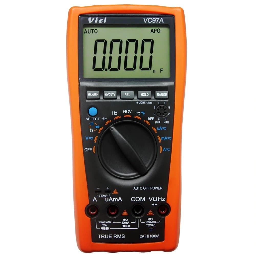 Multímetro Digital True RMS VC97A Completo Mede Resistência Capacitância Temperatura Diodo hFE NCV