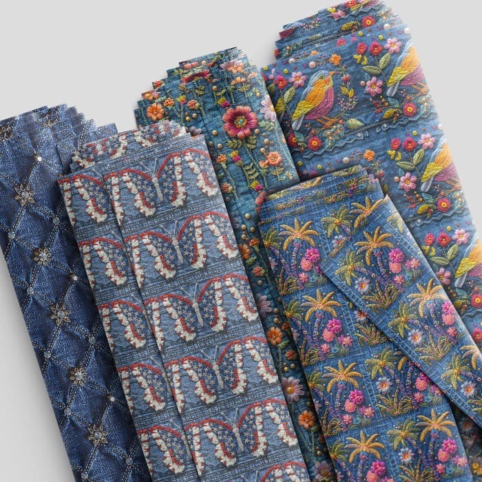 Tecido Sarja Impermeável Estampada Estampas Jeans Costura Artesanato Patchwork Pano DIY