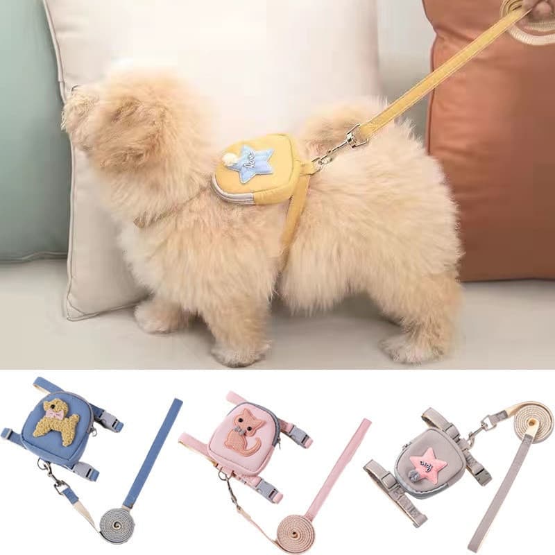 Conjunto de Coleira e Guia para Cães com Bolsa, Conjunto de Coleira e Guia para Cães Pequenos, Acessórios para Animais d