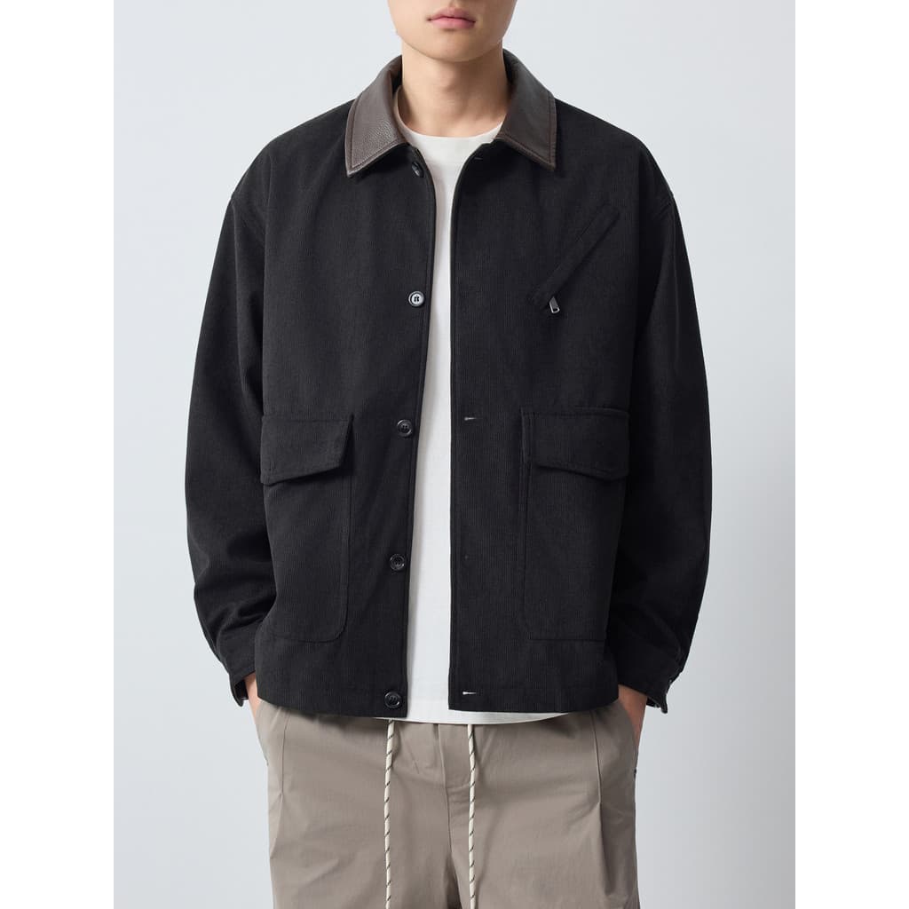 Momaike Roupas Masculinas Gaozhi Commuter PU Gola Jaqueta Masculina 2026 Primavera Novo Estilo Jaqueta Casual Masculina 