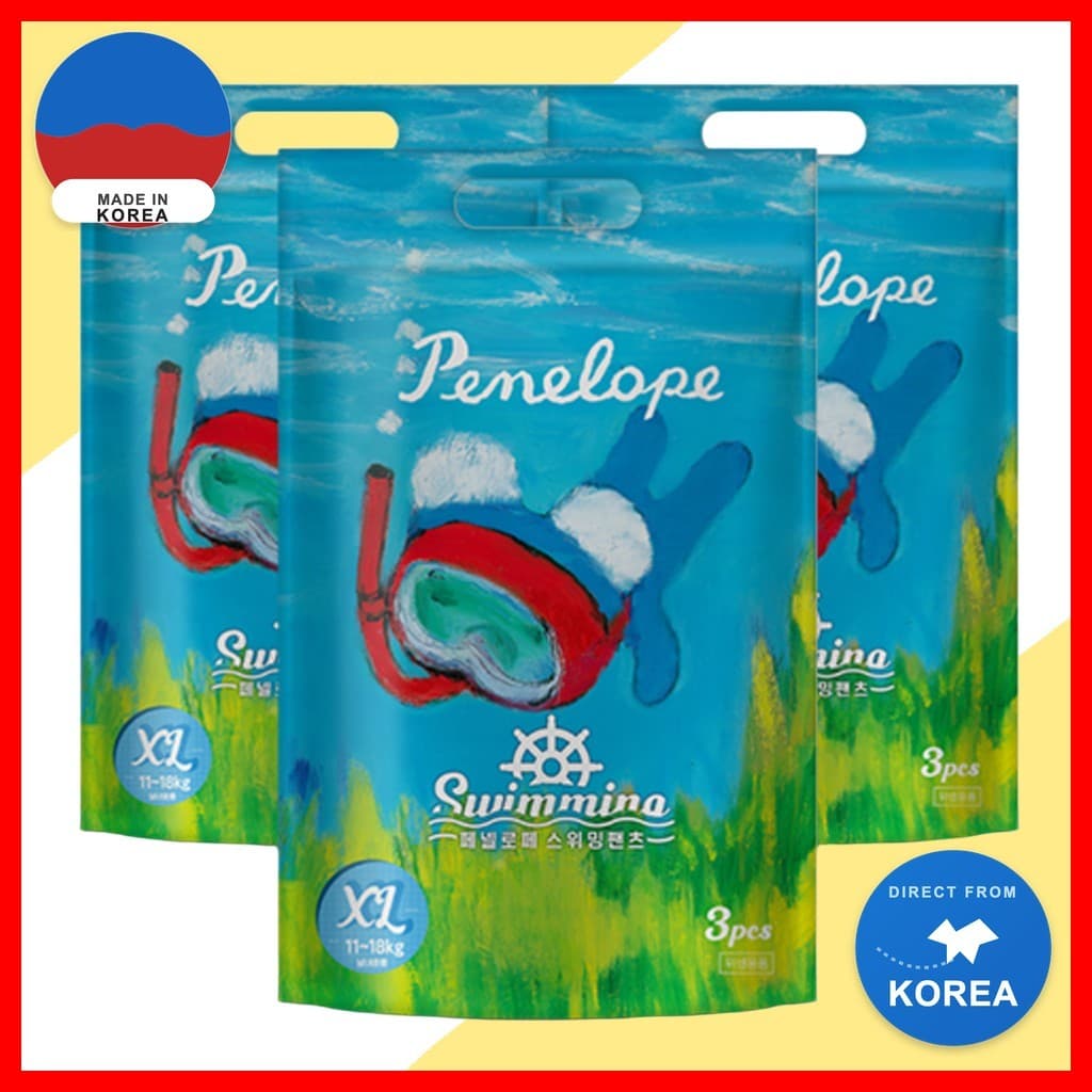 [penelope] Calças De Natação Fraldas Unissex XL 9 Unidades/Coreanas Para Bebês/Descartáveis Da Escolha Diária