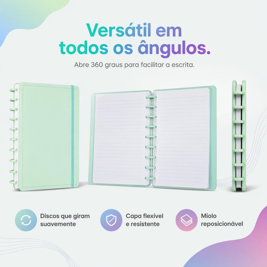 Caderno Inteligente A5/B5/A4 com Discos 80 Folhas | Capa Premium | Reutilizável para Estudos, Trabalho e Planner