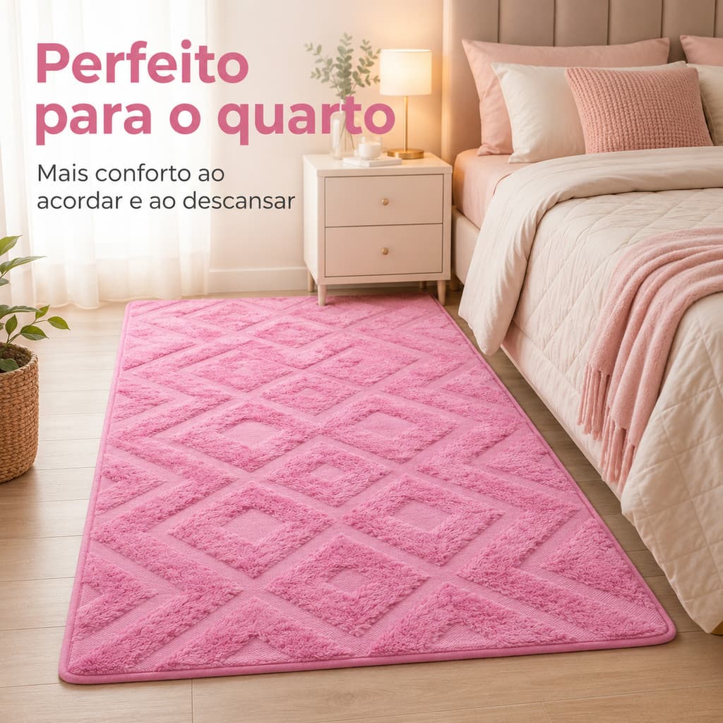 Tapete Decorativo 100x150cm Geométrico Jacquard Aveludado Macio Antiderrapante para Sala e Quarto