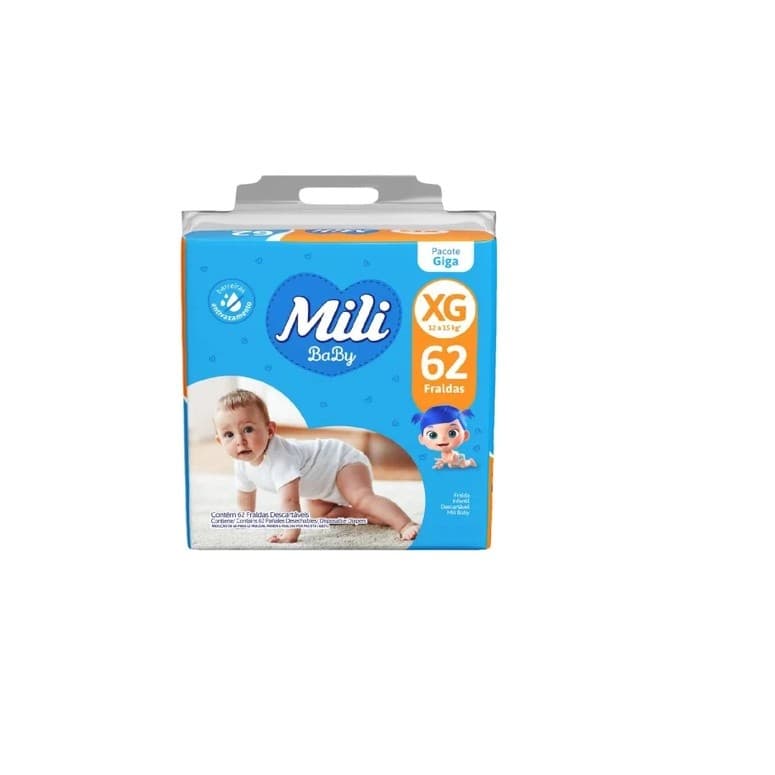 Fralda Infantil Mili Baby Giga XG C/62 Unidades - Mili