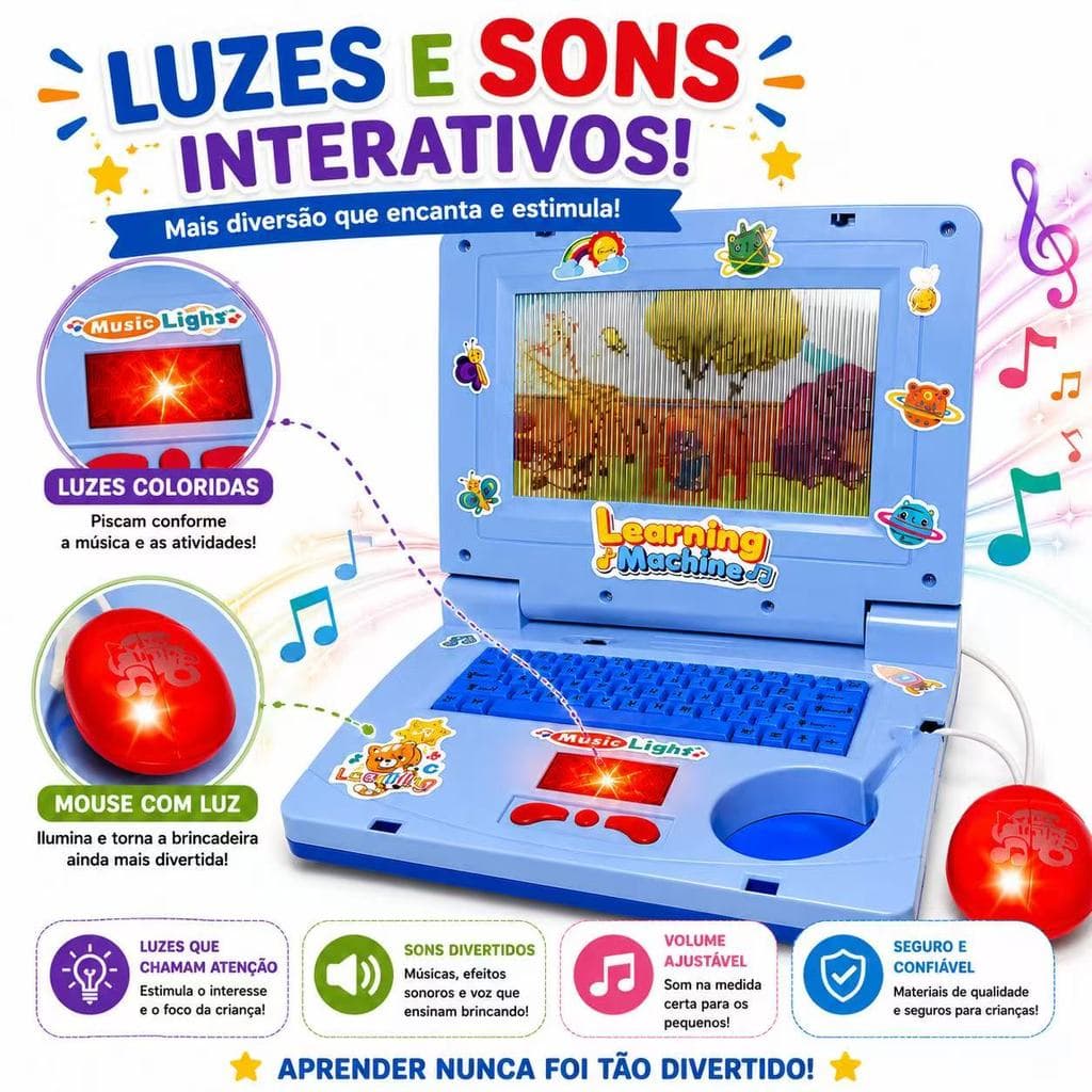 Brinquedo Notebook Laptop Infantil Princesas Ursos com Imagem, Musica Brinquedo Notebook Luzes Criança Menina Envio Já
