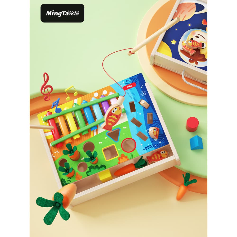 Mingta educação precoce puxando rabanete brinquedos de pesca educação precoce brinquedos educativos para crianças 1-3 an