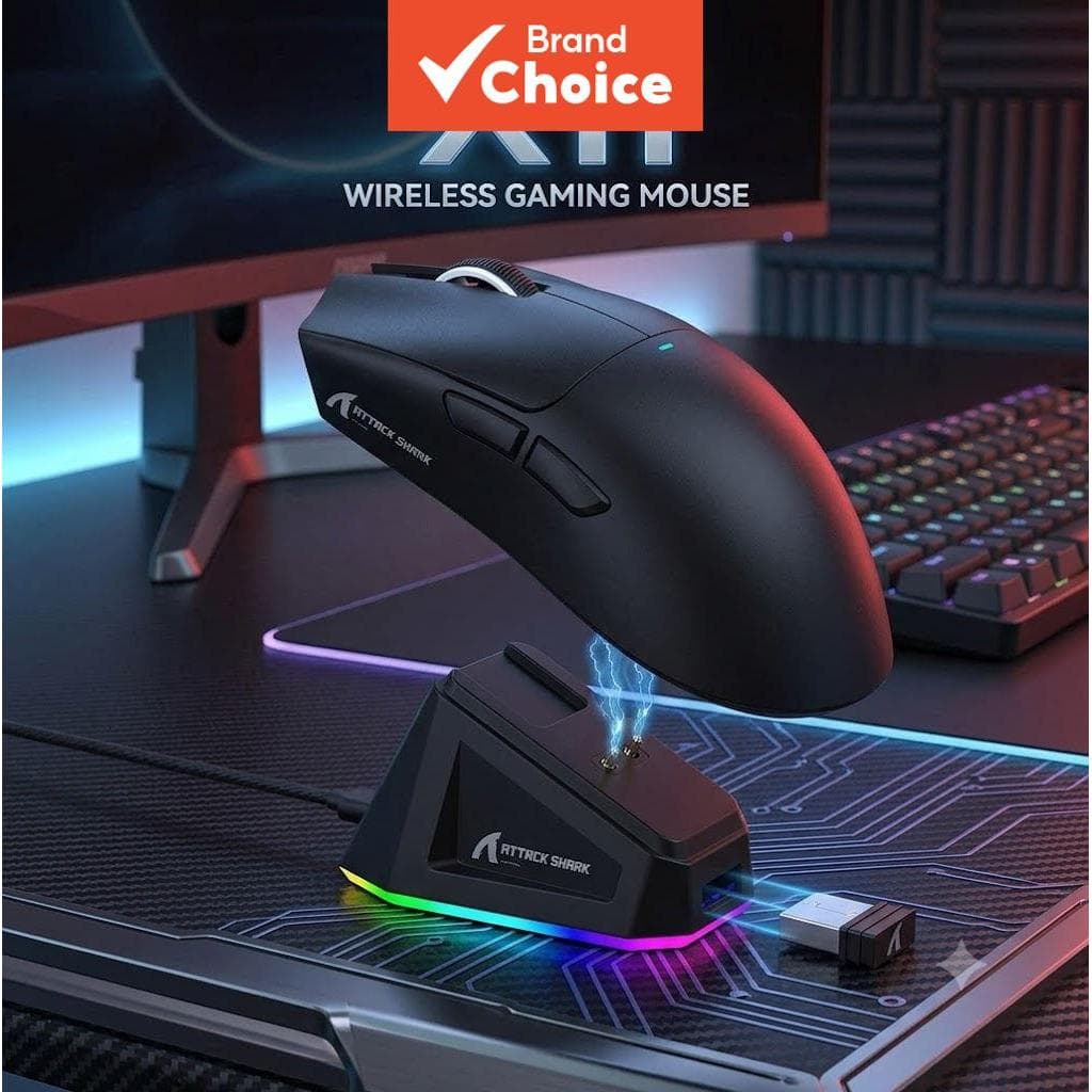 Mouse Gamer Attack Shark X11 59g Ultraleve Tri-Modo Sensor PAW3311 Dock Magnética de Carregamento RGB para PC Notebook