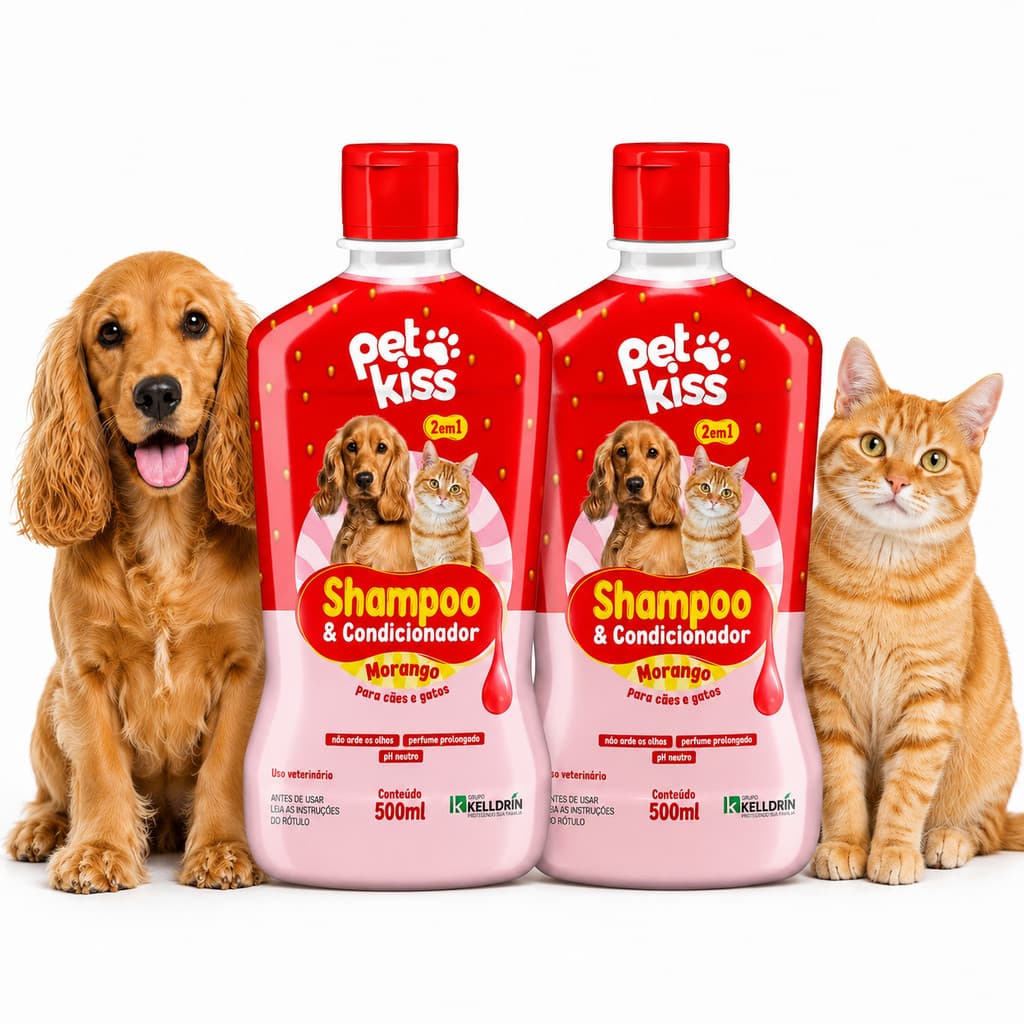 2 Unidades Shampoo Pet 2 em 1 para Banho Prático e Pelos Desembaraçados