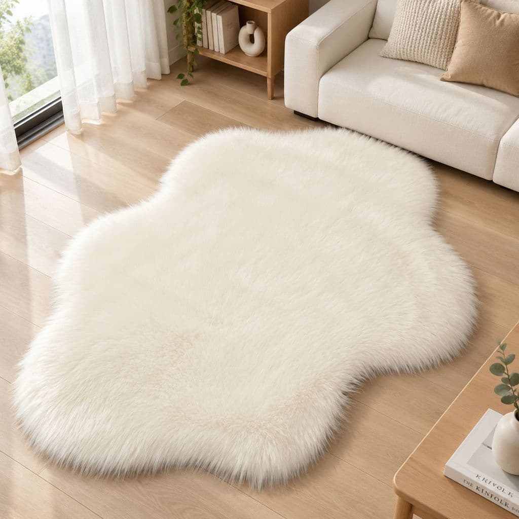 Tapete de Pelo Longo Formato Nuvem, Tapete Macio Antiderrapante para Sala Quarto Decoração de Ambiente Aconchegante