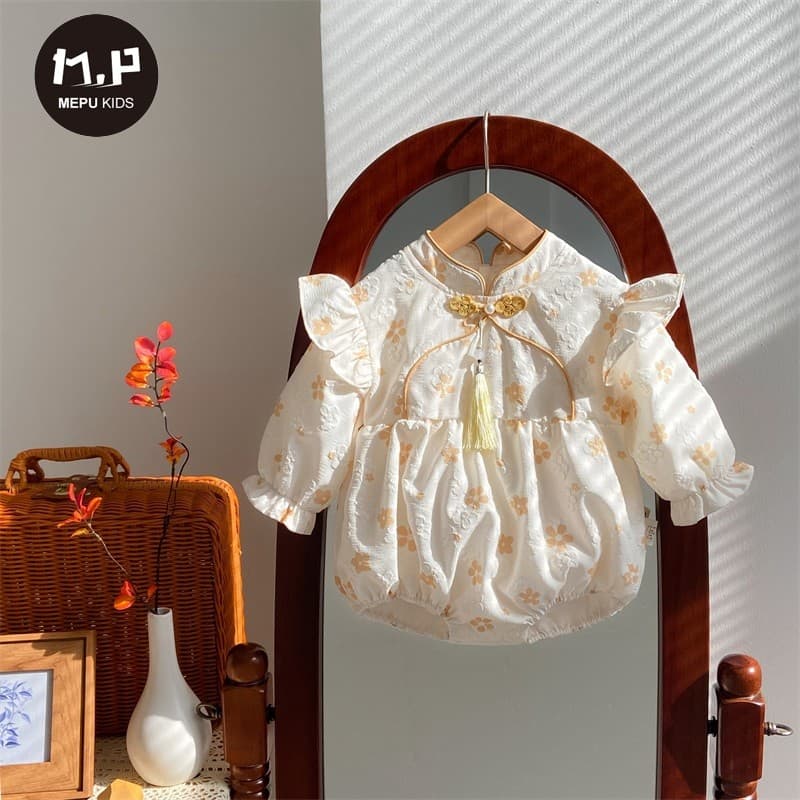Bebê bebê primavera roupas moda menina bebê macacão estilo chinês triângulo macacão primavera outono roupas bonito Outin