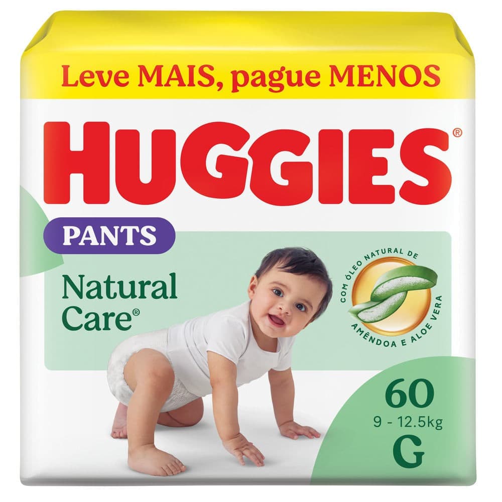 Fralda Descartável Huggies Pants Natural Care Roupinha G 60 Unidades