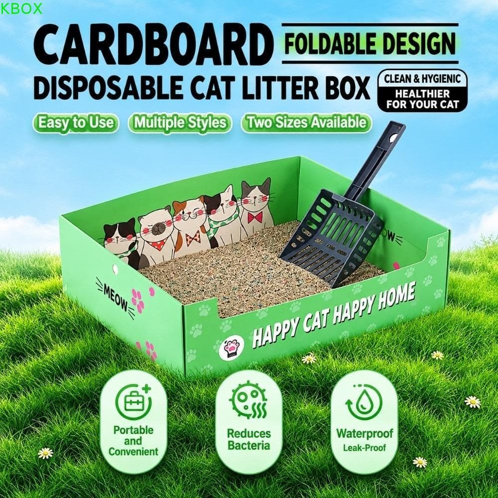 Caixa De Areia Descartável Para Gatos KBOX , Bandeja Sanitária Dobrável E Espessada , Fácil Limpeza