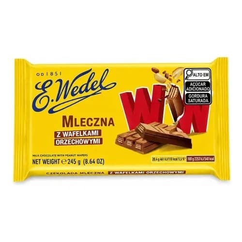 Chocolate Com Wafer E Pasta De Amendoim 245g Barra Importado Luxo Para Saborear E Compartilhar