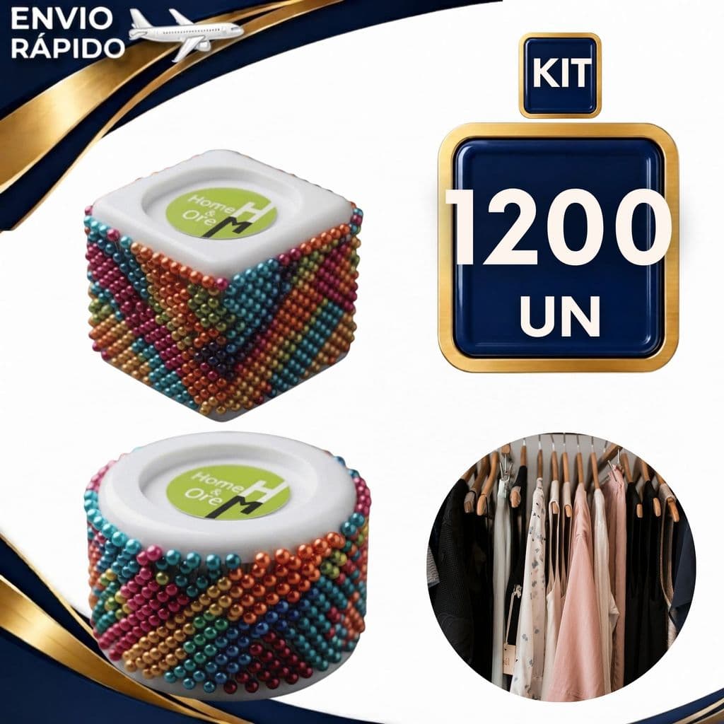 Kit 1200 Alfinetes com Cabeça Bola Colorida Aço Costura Tecidos Artesanato Patchwork