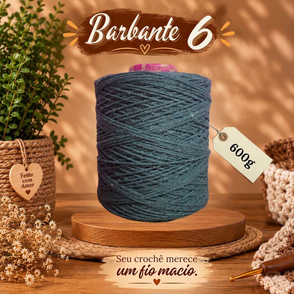 Barbante 6 Verde Militar 600g – Fio para Crochê, Artesanato e Decoração | Manu & Cia