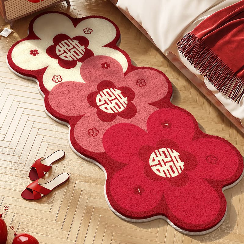 Tapete de casamento quarto cabeceira decoração tapete engrossado antiderrapante vermelho sala de casamento Layout imitaç