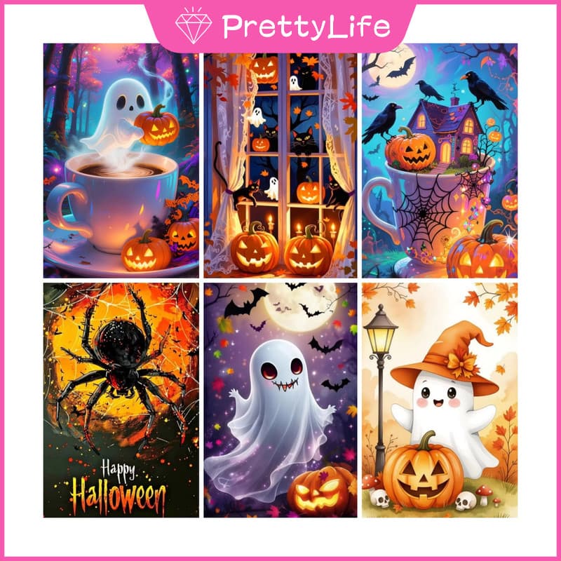 PL Desenho Animado Halloween 5D DIY Pintura De Diamante/A Óleo Digital Ponto Cruz De Cristal Redondo Completo Mosaico Ki