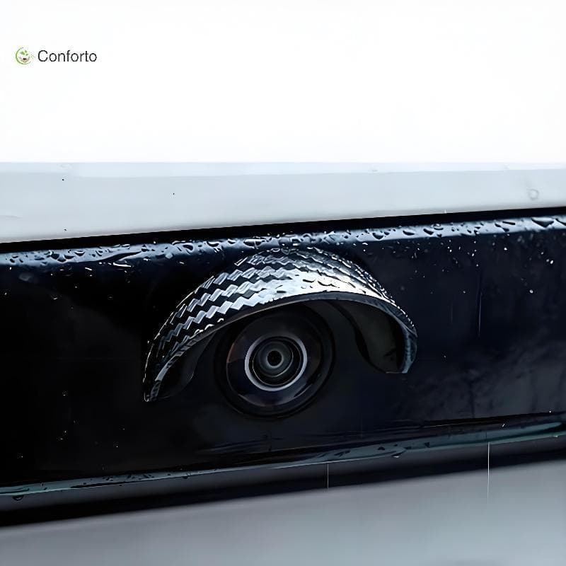 [EruditeCourtB] Padrão De Fibra De Carbono Câmera De Visão Traseira Do Carro Capa De Chuva Protetor Autoadesivo À Prova 