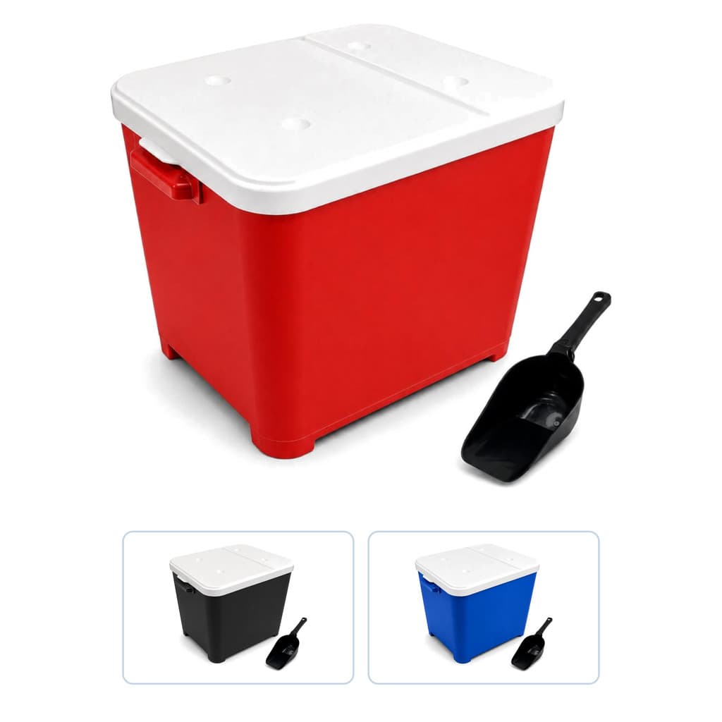 Porta Ração 15kg 45L Container Com Pá Dosadora Pote Armazenador De Ração Cachorro Gato Com Tampa Furacão Pet