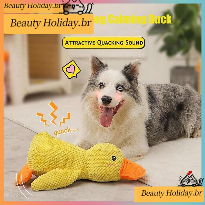 【THM pet】Brinquedo de Pelúcia para Cachorro Gato Brinquedo Mastigador durável em forma de pato para limpeza