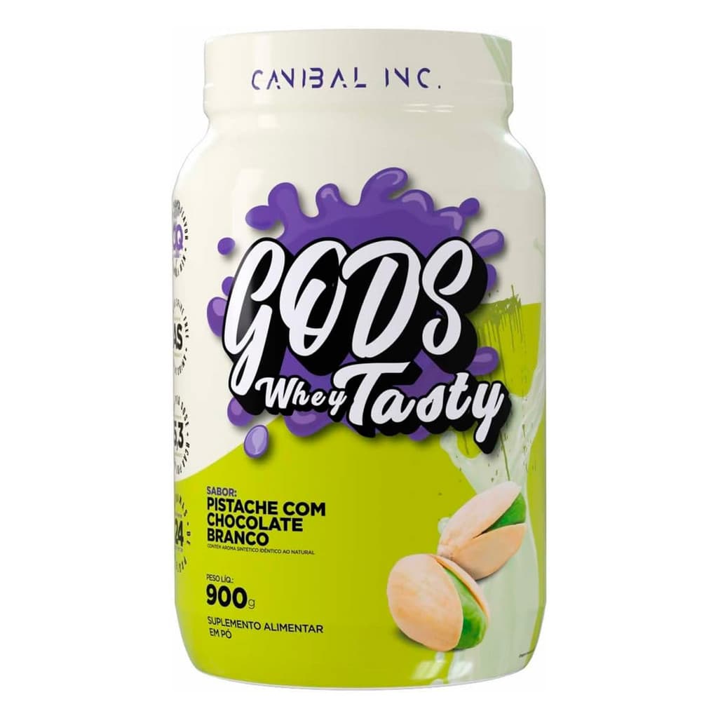 Whey Protein 3W Gods Whey Tasty 900g Pistache e Chocolate Branco Canibal Inc