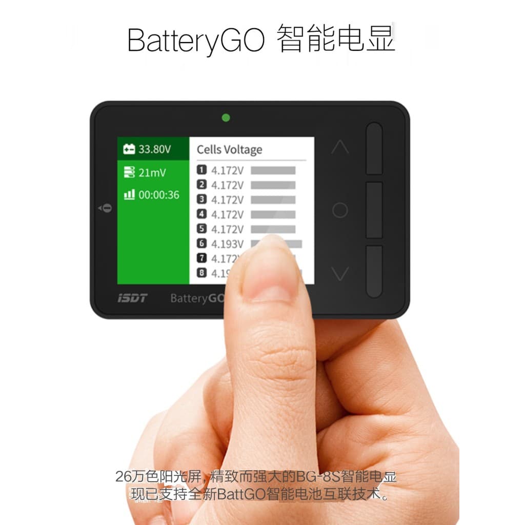 ISDT Esther BG-8S Smart Electric Display Tester BattGOQC3.0 Carregador de carga rápida para celular