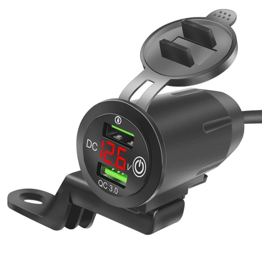 [Bower] [NTW] Carregador de celular para motocicleta Rider Guiador Quadro Carregador de carro Dual USB Carga rápida QC3.