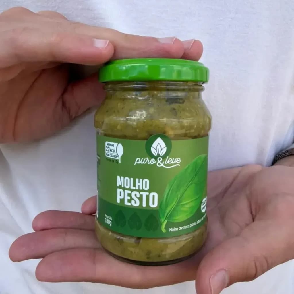 Pesto Verde Italiano Puro e Leve 180g - Puro & Leve Molho Natural Sem Glúten P/ Bruschettas E Pizza