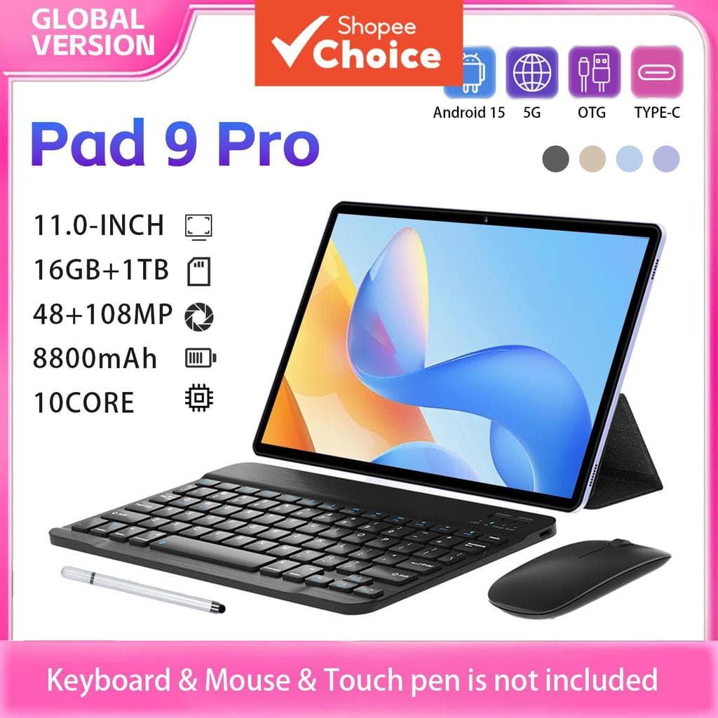 Tablet Android portátil multifuncional Pad 9 Pro com Wi-Fi e GPS, ideal para navegação e uso em trabalho e